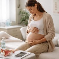 Беременная женщина в медицинском кабинете